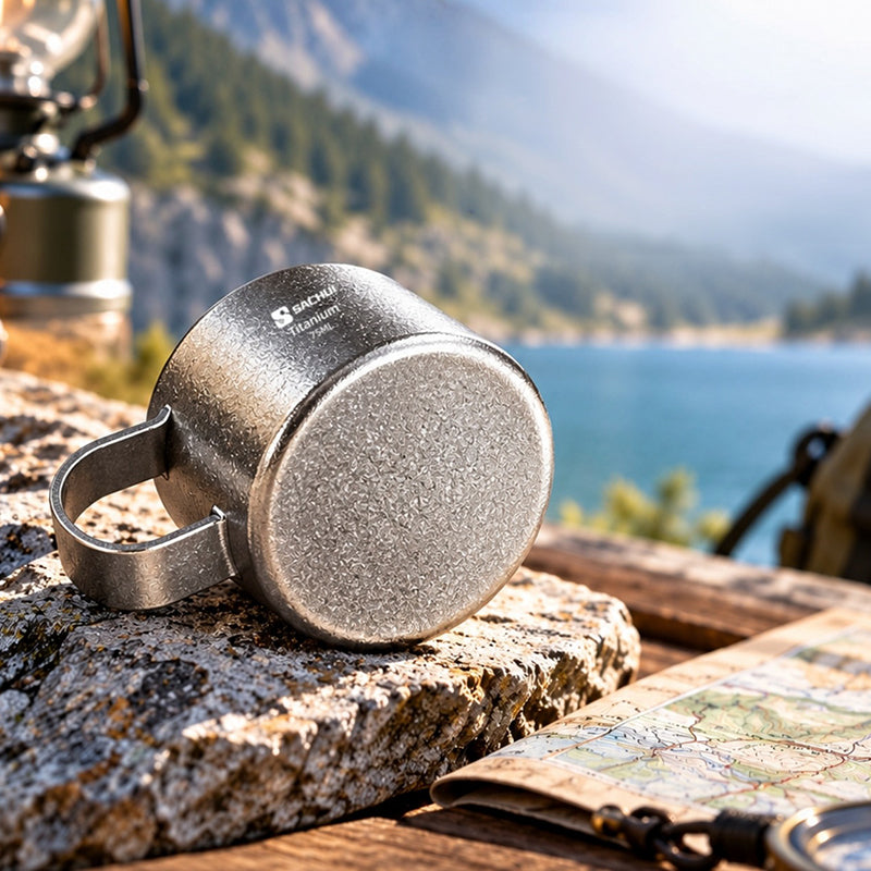 Pure Titanium Water Cup 75Ml Double-Layer Anti-Scalding Tea Cup With Handle Outdoor Coffee Cup