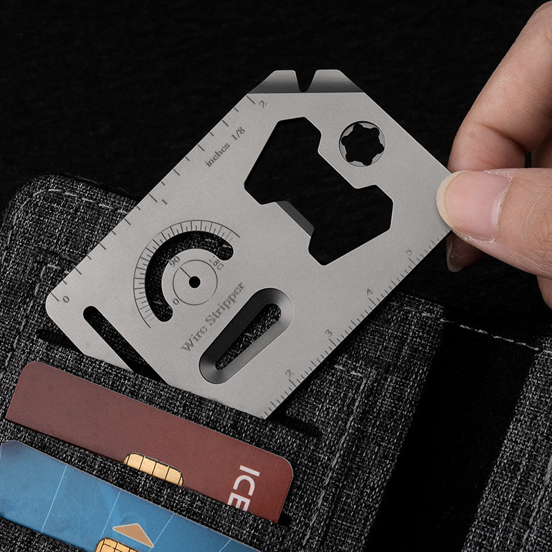 Titanium Alloy Multi-Function Tool Card Portable Keychain Pendant Crowbar Bottle Opener