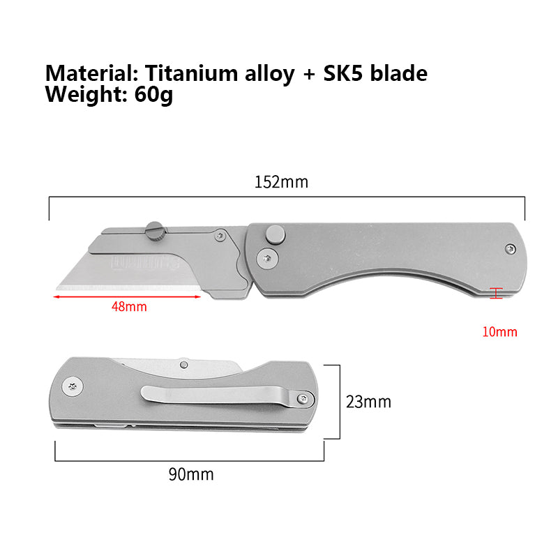Titanium Alloy Folding Utility Knife Can Clip The Belt Out Of The Box Manual Cutting Tool