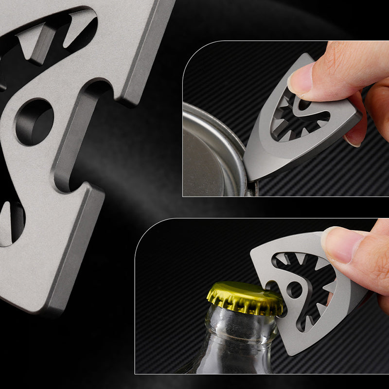Titanium Alloy Playable Guitar Pick Necklace Pendant, Bottle Opener, Multifunctional Metal EDC Crowbar