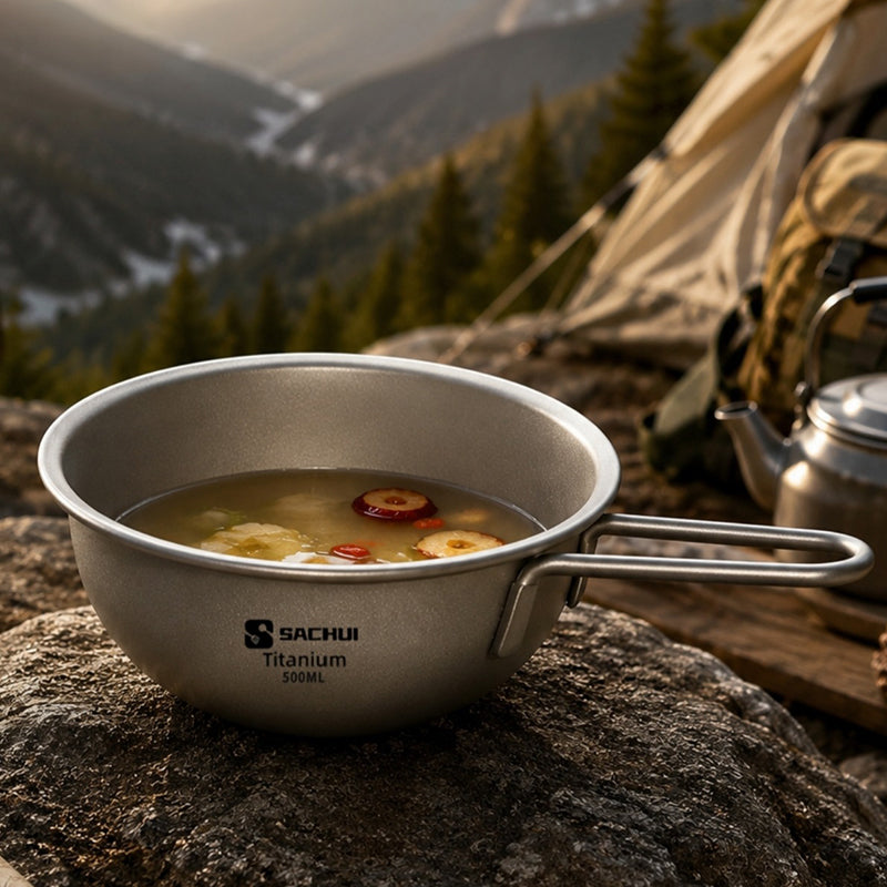 Pure Titanium Snow Peak Bowl 500Ml, Large Capacity Lightweight Portable Camping Bowl