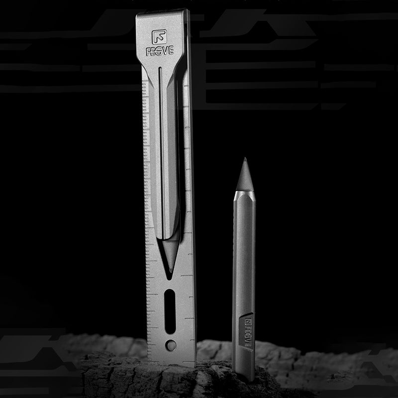 Titanium Alloy Multifunctional Ruler, Built-In Pencil Scale, Edc Crowbar, Outdoor Portable Tool