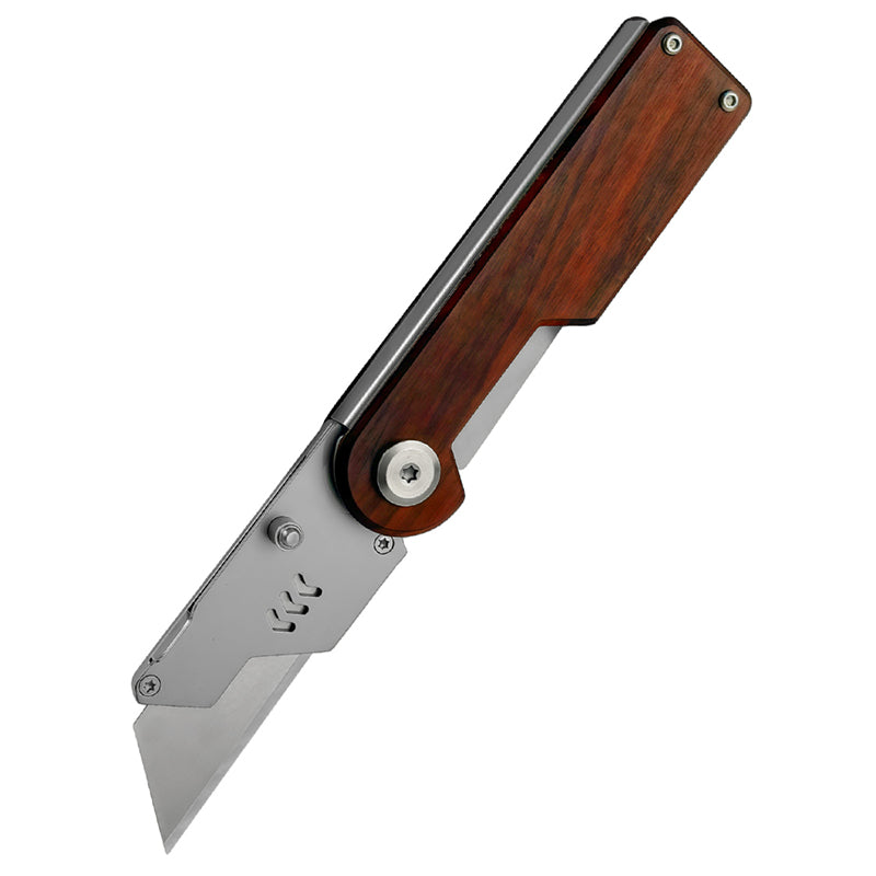 Portable Utility Knife With Wooden Handle, Foldable Multi‑Purpose Stainless Steel Wallpaper Knife, Box Knife