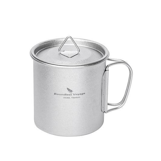 Pure Titanium Mug With Handle And Lid, Outdoor Camping Portable Coffee Tea Cup
