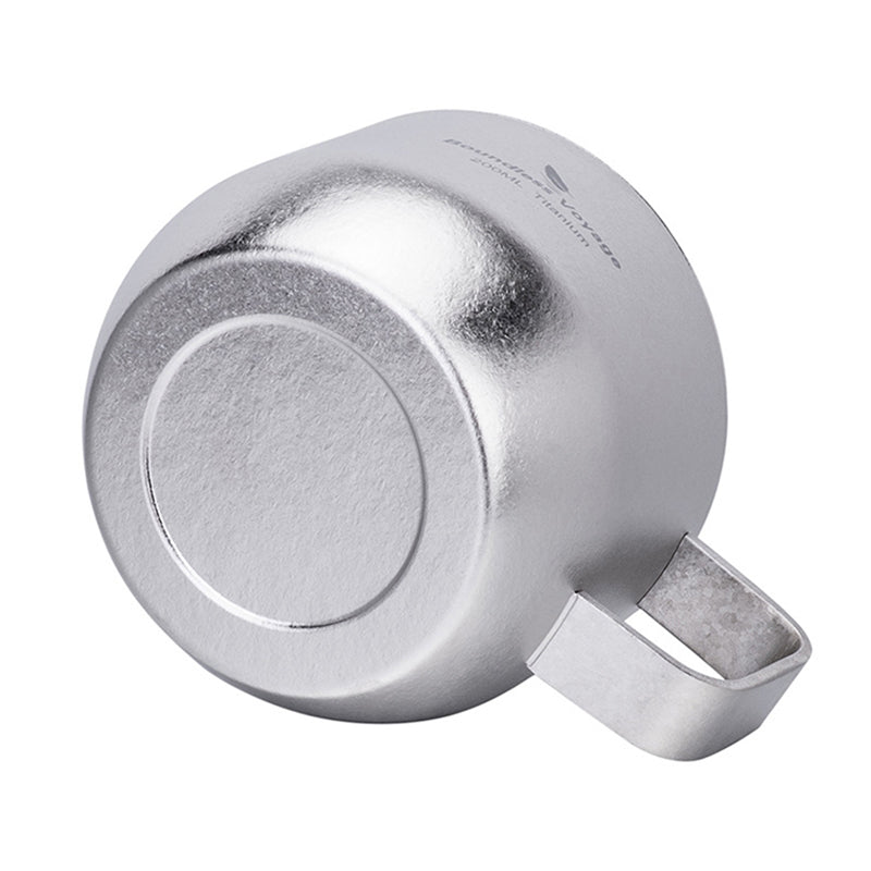 Pure Titanium Double-Layer Mini Coffee Cup With Handle, Ultra-Light Anti-Scalding Portable Tea Wine Cup For Outdoor