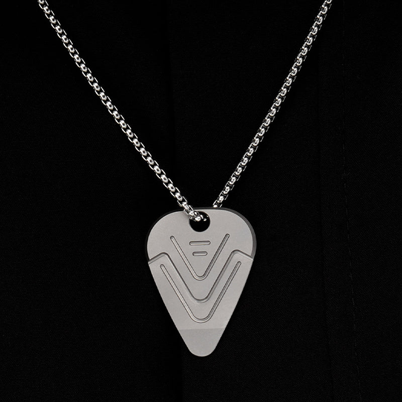 Titanium Alloy Guitar Pick Necklace Pendant, Playable Metal Pick, Multifunctional Portable Mini Crowbar