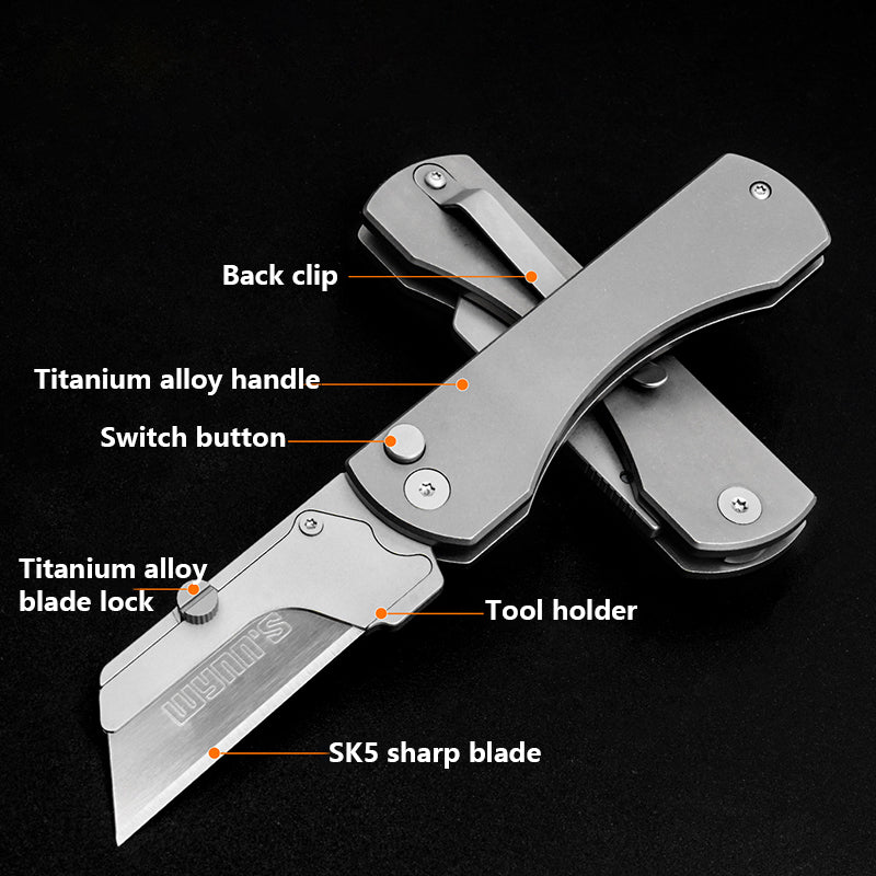 Titanium Alloy Folding Utility Knife Can Clip The Belt Out Of The Box Manual Cutting Tool