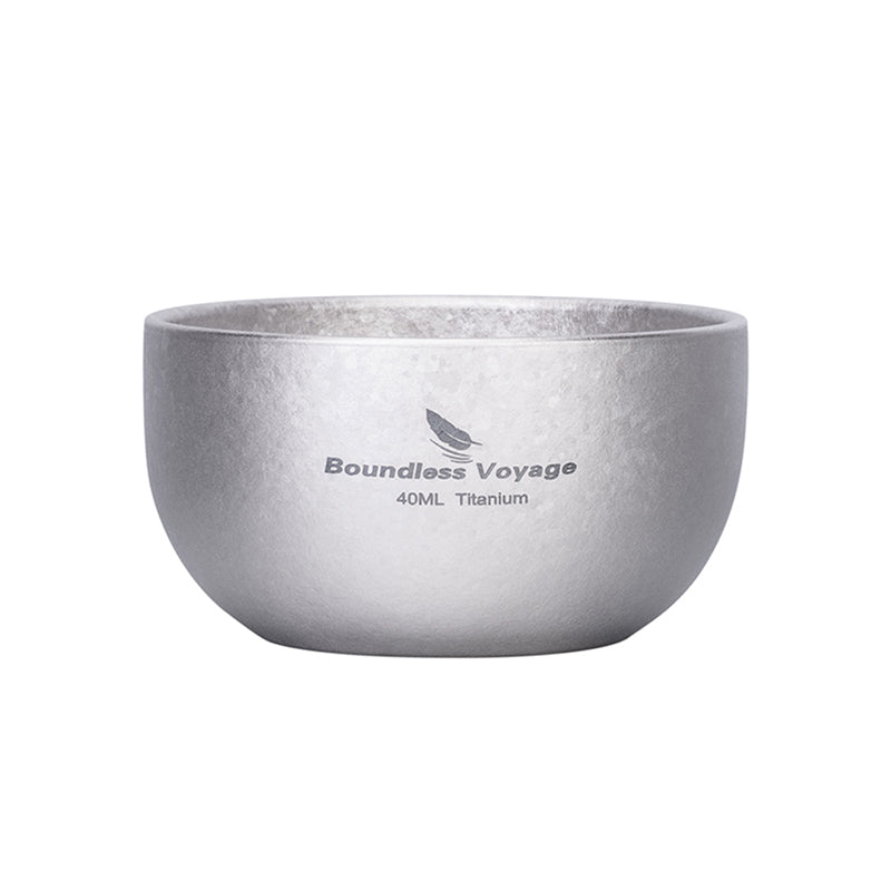 Pure Titanium Double-Layer Tea Cup 40Ml Anti-Scalding Outdoor Camping Kung Fu Tea Cup Wine Glass