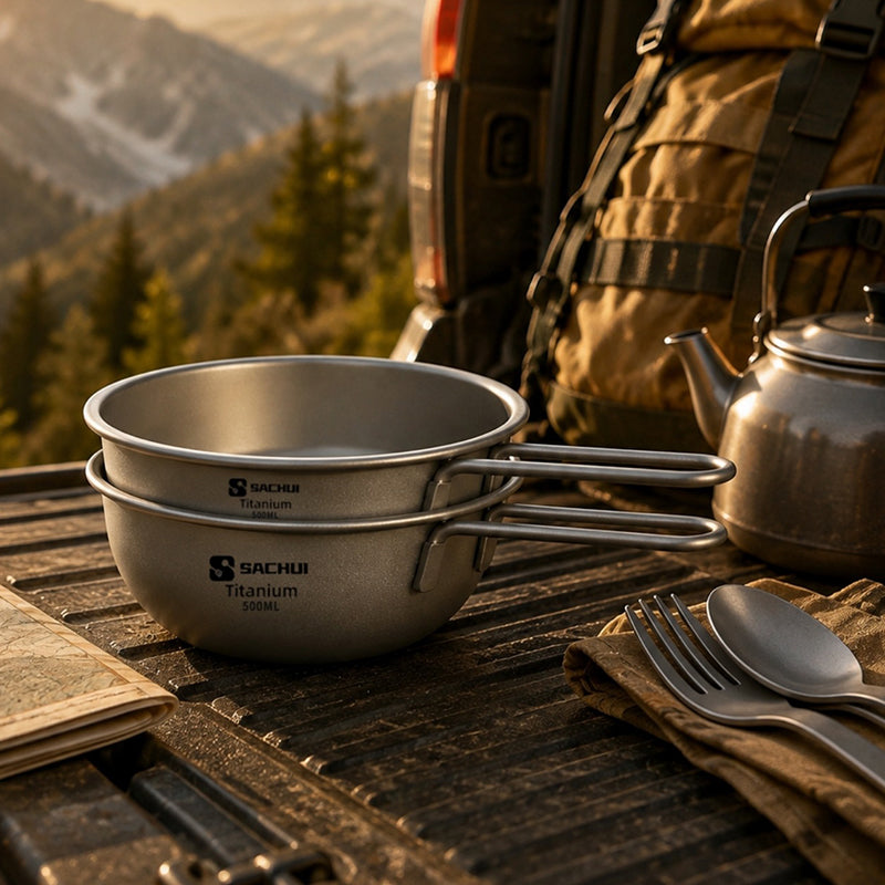 Pure Titanium Snow Peak Bowl 500Ml, Large Capacity Lightweight Portable Camping Bowl