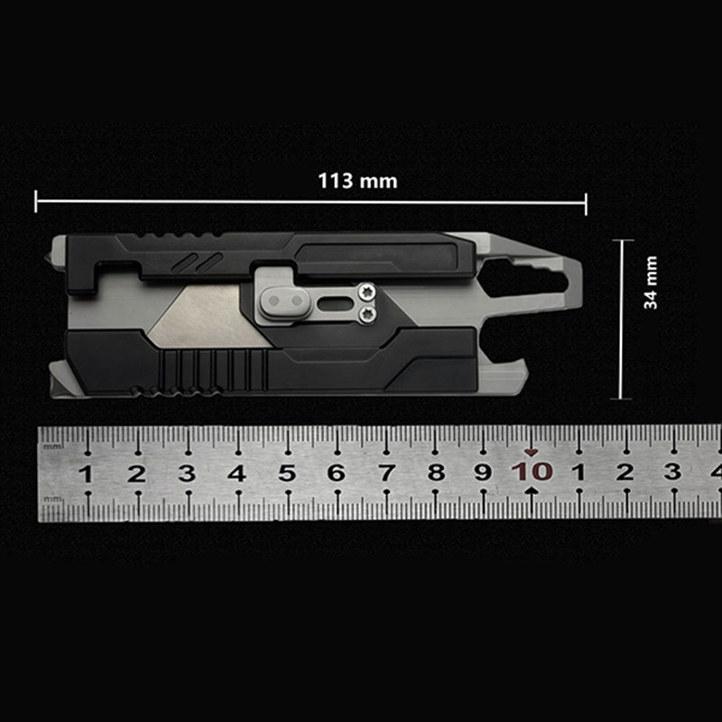 Aluminum Alloy Multifunctional Utility Knife, Outdoor Portable EDC Gear, Black