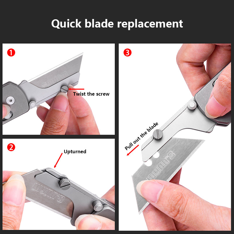 Titanium Alloy Folding Utility Knife With Detachable SK5 Blade, Suitable For Unpacking And Manual Cutting