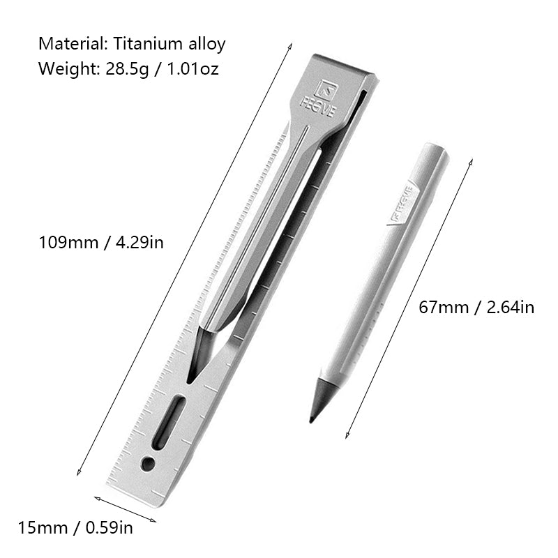 Titanium Alloy Multifunctional Ruler, Built-In Pencil Scale, Edc Crowbar, Outdoor Portable Tool
