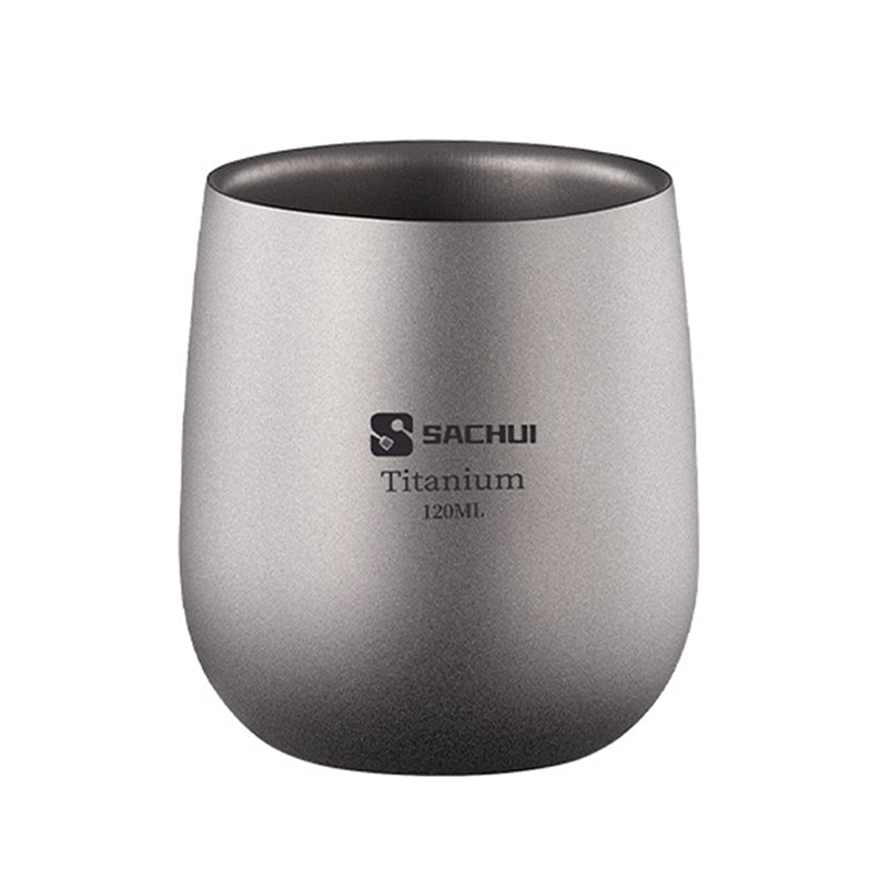 120Ml Pure Titanium Double-Layer Big Belly Cup, Portable Tea & Coffee Cup For Outdoor Picnic