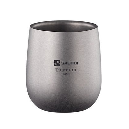 120Ml Pure Titanium Double-Layer Big Belly Cup, Portable Tea & Coffee Cup For Outdoor Picnic