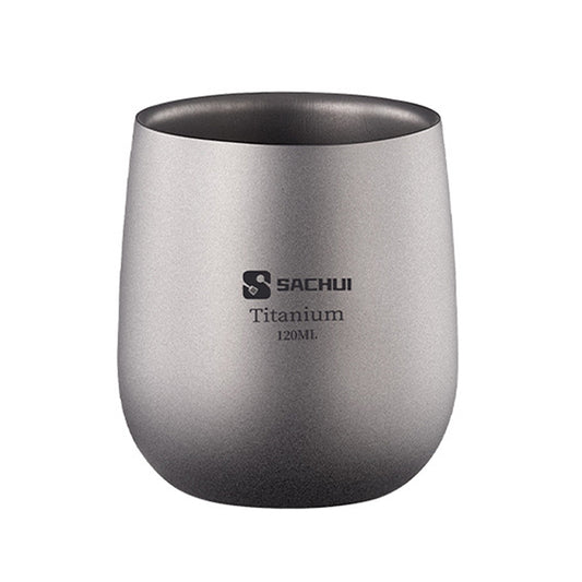 120Ml Pure Titanium Double-Layer Big Belly Cup, Portable Tea & Coffee Cup For Outdoor Picnic