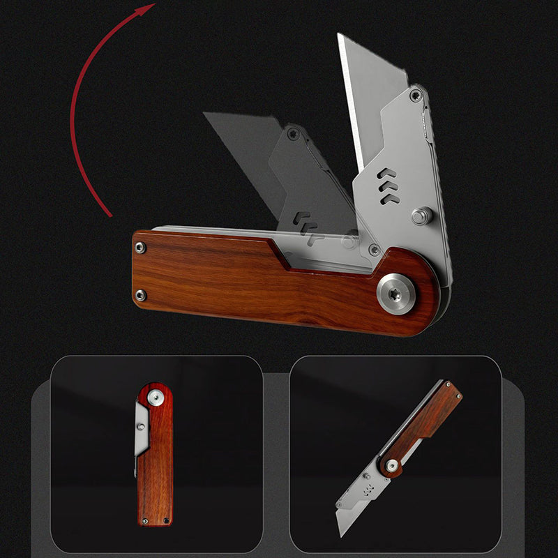 Portable Utility Knife With Wooden Handle, Foldable Multi‑Purpose Stainless Steel Wallpaper Knife, Box Knife