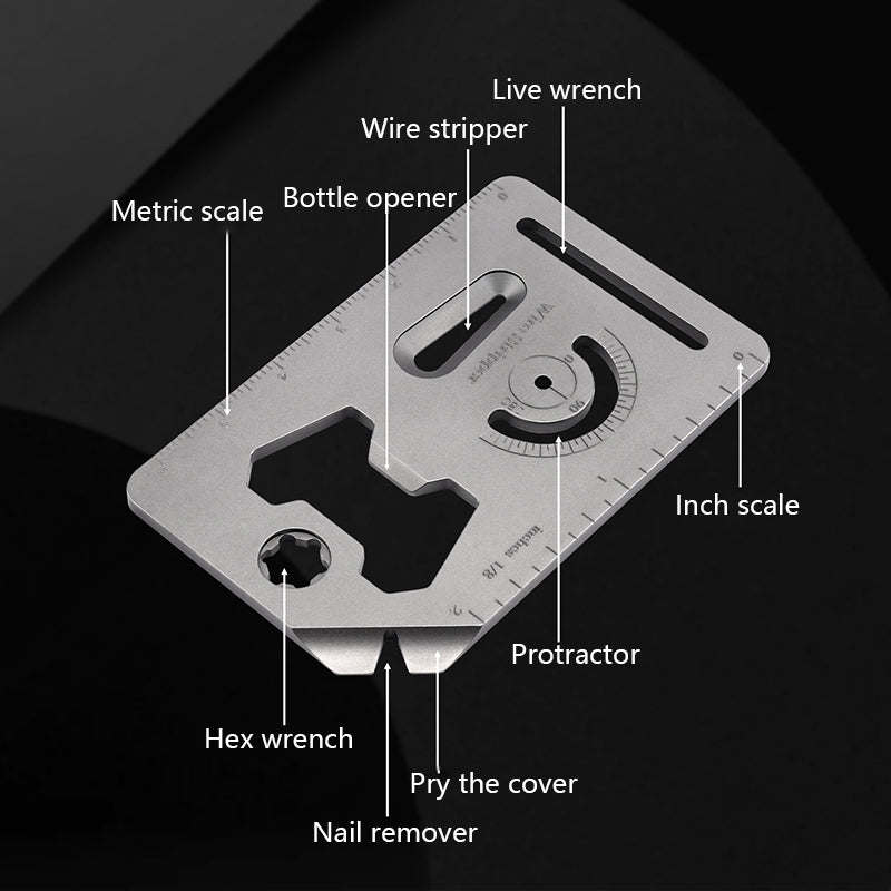 Titanium Alloy Multi-Function Tool Card Portable Keychain Pendant Crowbar Bottle Opener