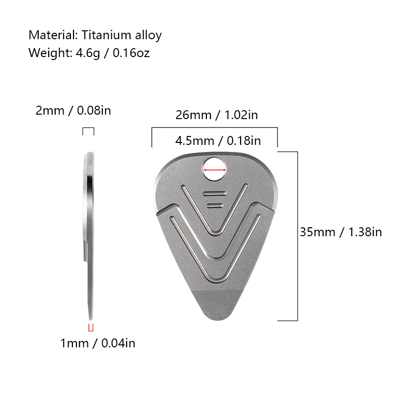 Titanium Alloy Guitar Pick Necklace Pendant, Playable Metal Pick, Multifunctional Portable Mini Crowbar