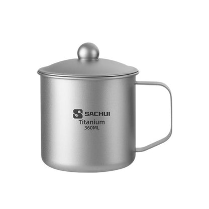 Pure Titanium Mug 360Ml Coffee Cup With Lid, Outdoor Camping Portable Tea Cup
