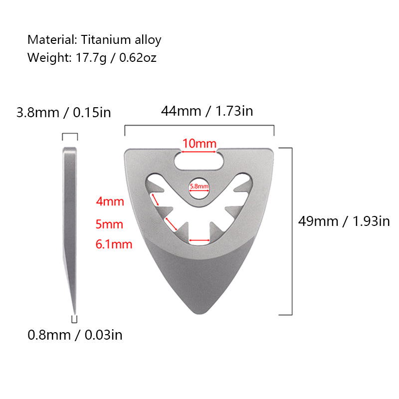 Titanium Alloy Playable Guitar Pick Necklace Pendant, Bottle Opener, Multifunctional Metal EDC Crowbar