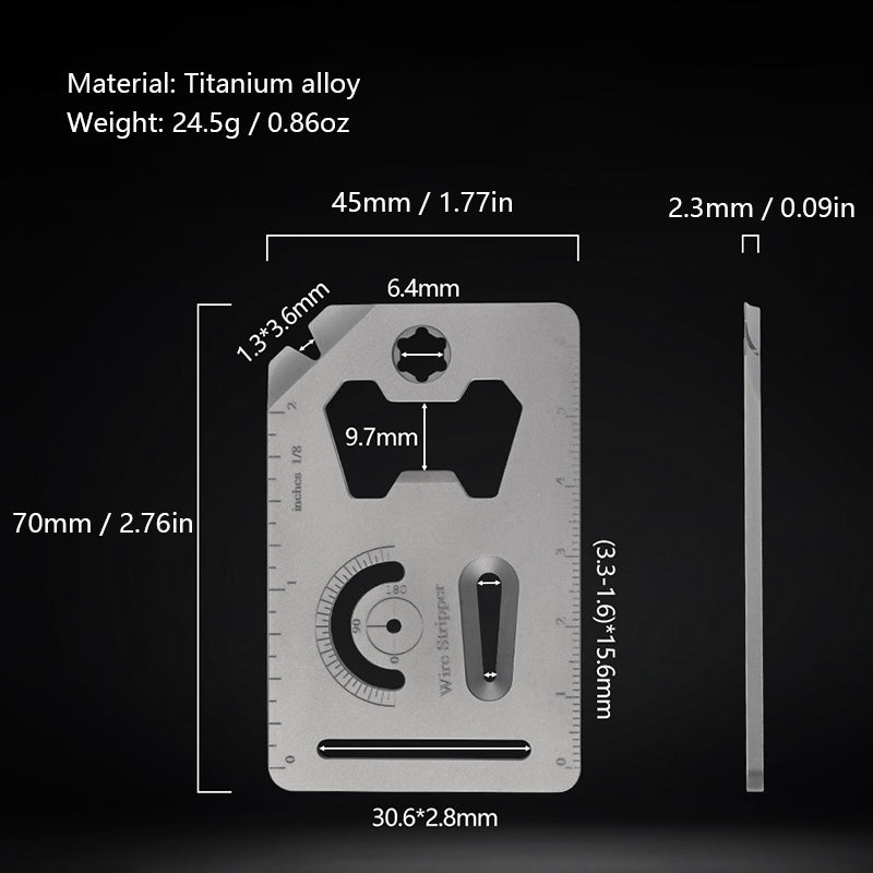 Titanium Alloy Multi-Function Tool Card Portable Keychain Pendant Crowbar Bottle Opener