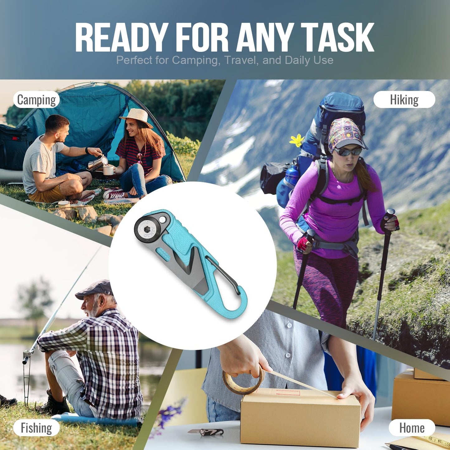 TACRAY Vinto Blue Multifunctional Folding Knife EDC Hanging Buckle With Bottle Opener For Outdoor Camping
