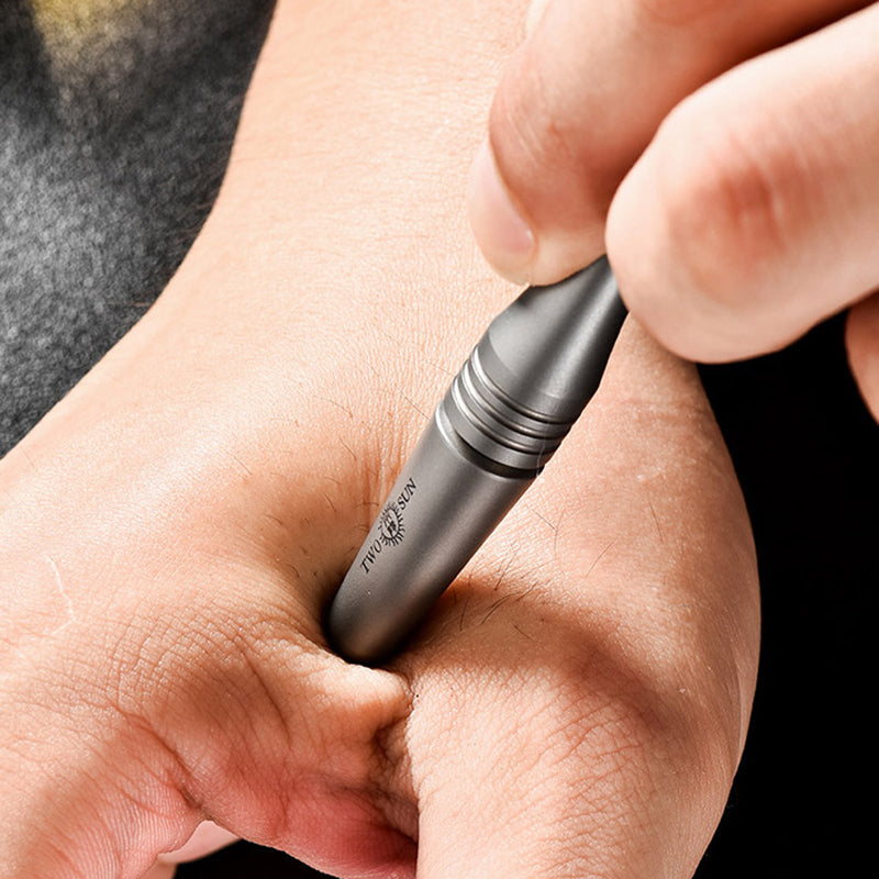 Mini titanium alloy ballpoint pen can be extended, the pen body can be used as a massage stick, suitable for outdoor EDC