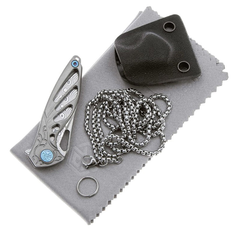 Rikeknife Hummingbird Damascus Steel Mini Titanium Alloy Knife (gray)