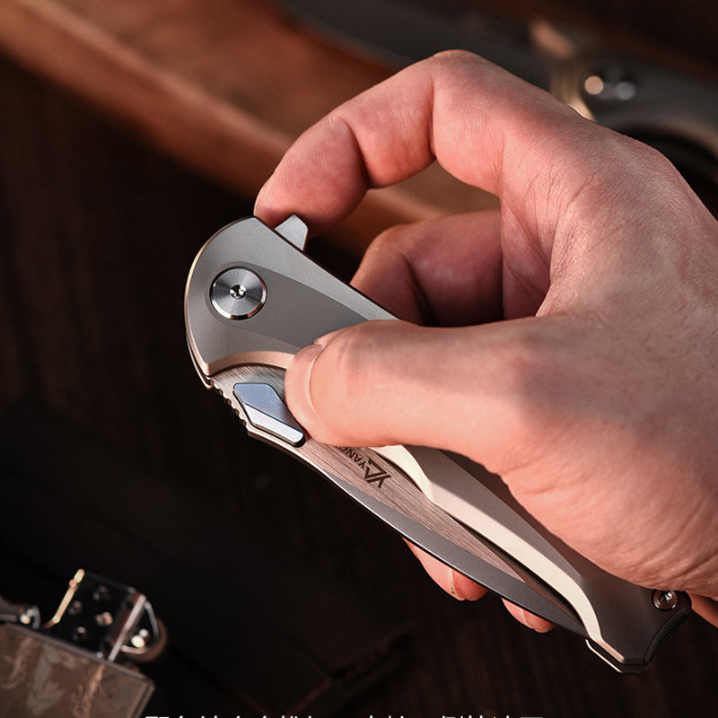 Titanium Alloy Folding Knife M390 Blade, Sandblasting Process, EDC Outdoor Tool
