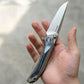 Titanium Lightning Pattern Handle Folding Knife D2 Steel Blade