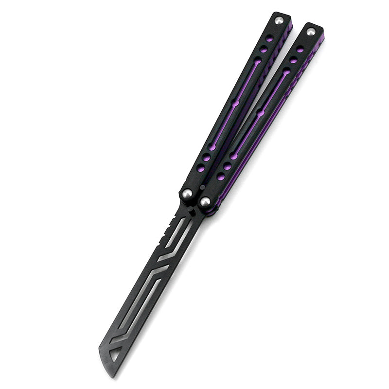 Squid Nautilus V2 Aluminum Handle Butterfly Practice Knife Black Purple For CSGO Training