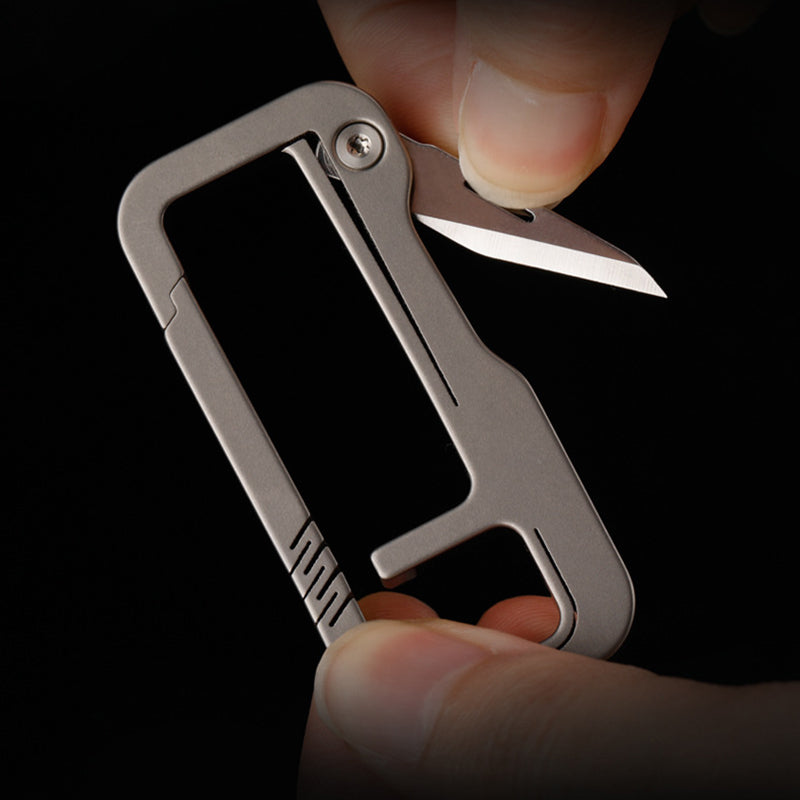 Titanium Alloy Keychain with Knife, EDC Tool, Suitable for Carabiner and Car Keychain Use