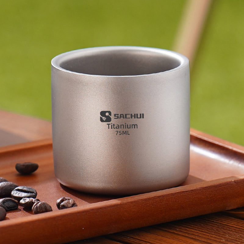 Pure Titanium 75ML Double-Layer Anti-Scalding Portable Tea Cup Set