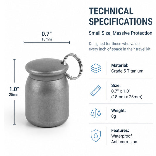 Titanium Alloy Mini Medicine Box, Outdoor Portable Keychain Pendant, Gray