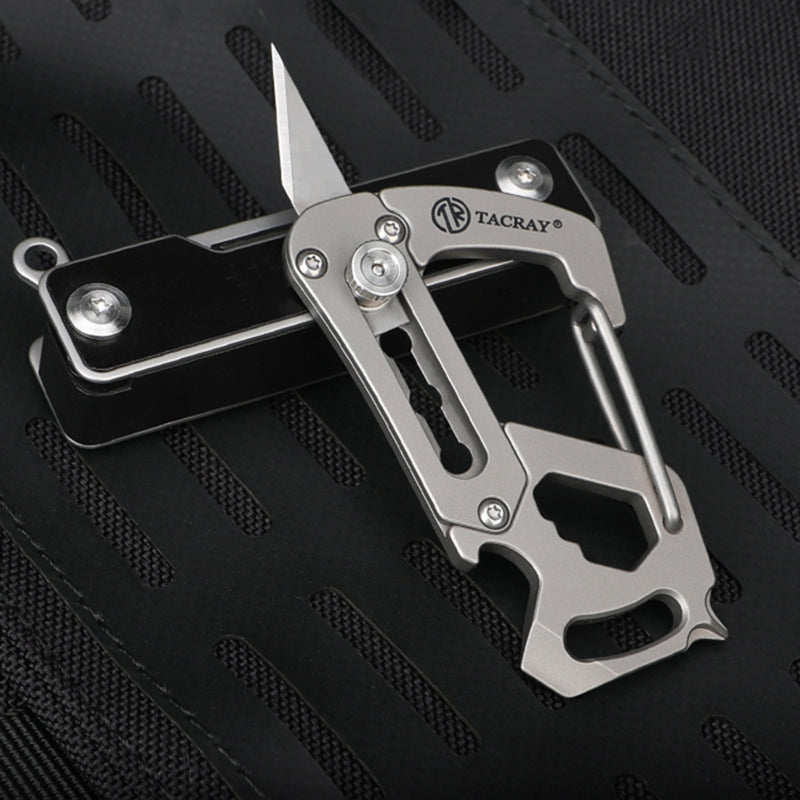 Mini Titanium Alloy Keychain Knife Carabiner Pocket Folding Knife