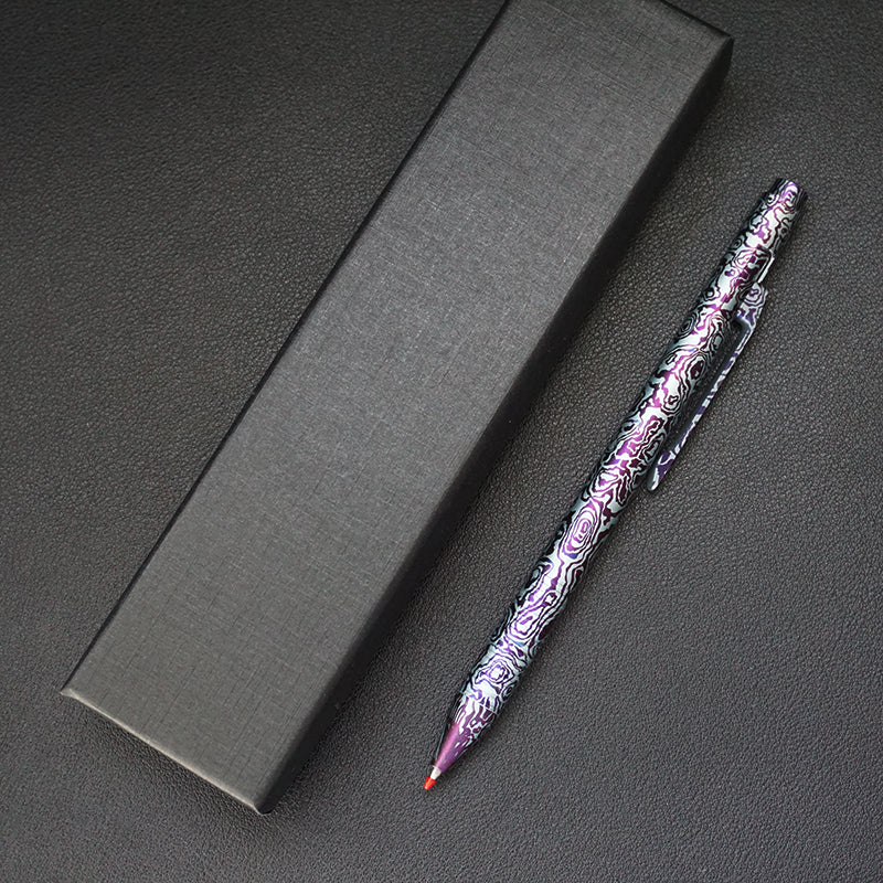Exquisite Pattern Titanium Alloy Tactical Pen Multifunctional Edc Equipment (Blue)