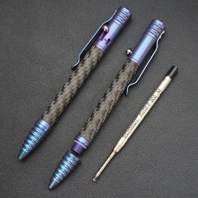 TACRAY Titanium Alloy Carbon Fiber Tactical Pen - Multifunctional EDC Business Signature Ballpoint Pen