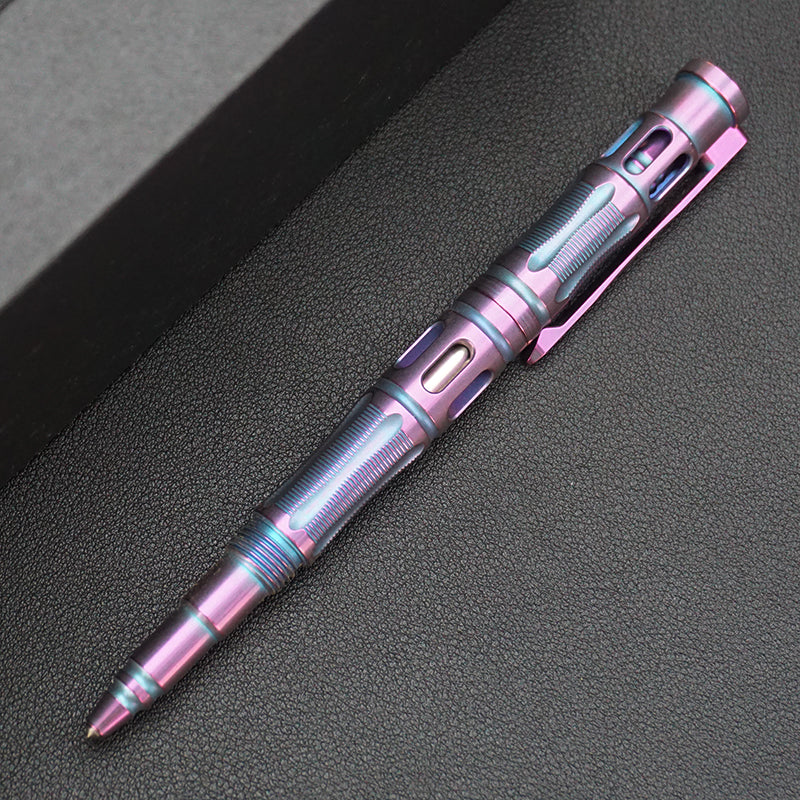 TACRAY Titanium Alloy CD Pattern Ballpoint Pen - Multifunctional Portable EDC Pen (Blue Purple)