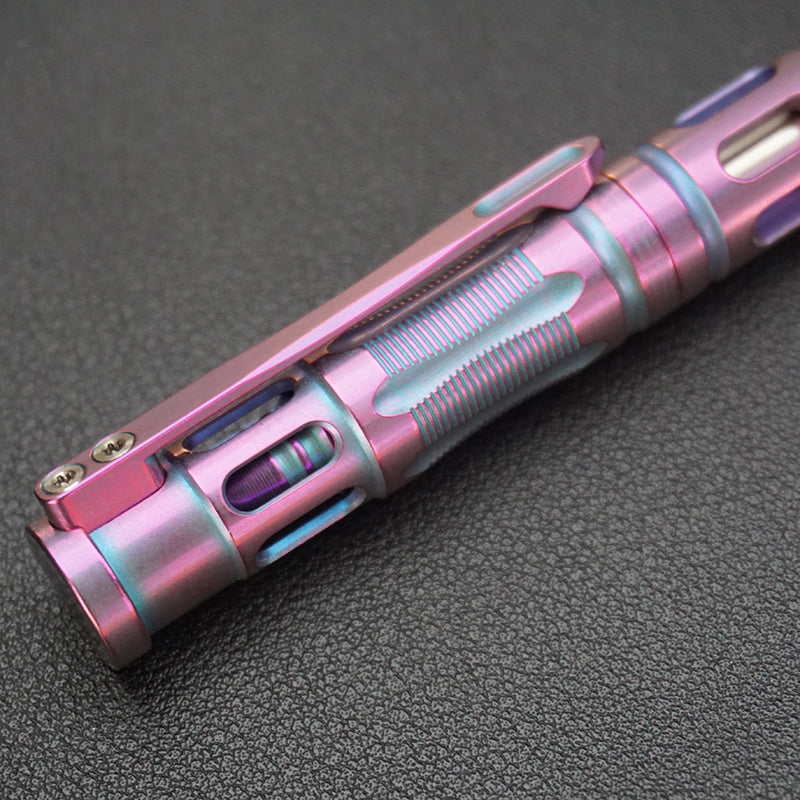 TACRAY Titanium Alloy CD Pattern Ballpoint Pen - Multifunctional Portable EDC Pen (Blue Purple)