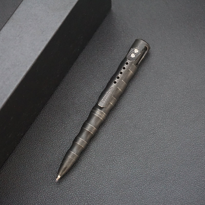 Black Titanium Alloy Bolt Action Tactical Pen, Portable EDC Tool