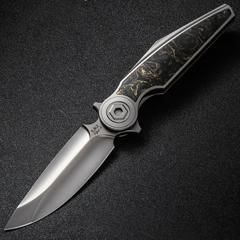Rk-Viper3-V2 Golden Carbon Fiber Titanium Alloy Folding Knife Bohler M398 Blade
