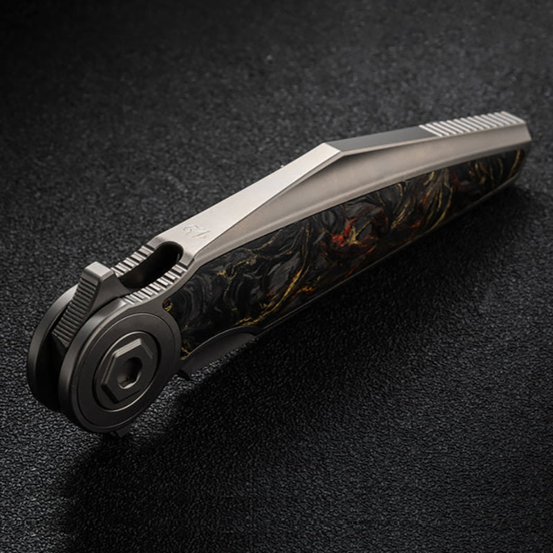 Rike Knife Red Carbon Fiber Folding Knife M398 Blade Titanium Alloy Handle