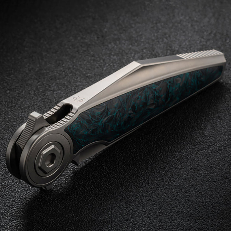Viper3-V2 Blue Marble Carbon Folding Knife Bohler M398 Titanium Tactical EDC Knife