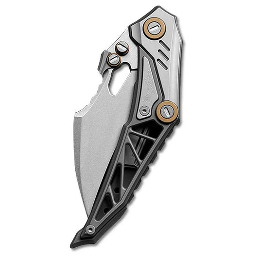 NOC KNIVES MT-18 Folding Knife M390 Steel Blade Titanium Handle EDC Pocket Knife（Gray）