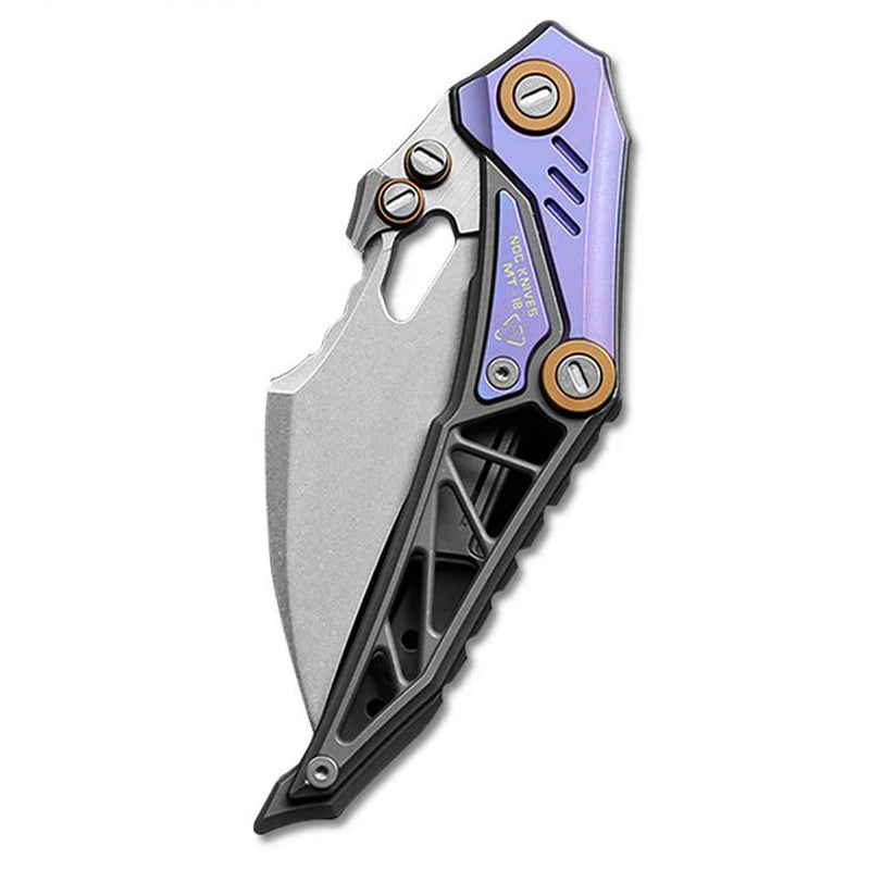 NOC KNIVES MT-18 Folding Knife M390 Steel Blade Titanium Handle EDC Pocket Knife（Purple）