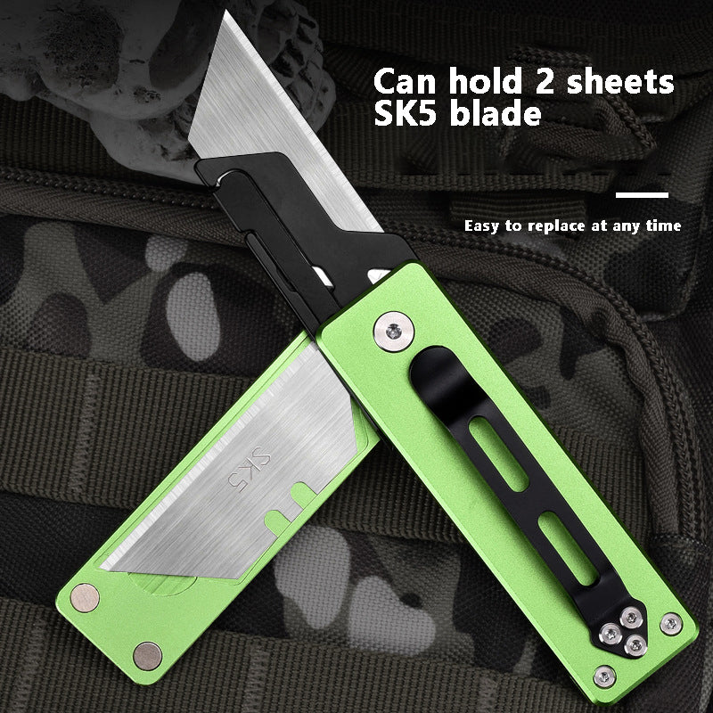 Utility Knife With Aluminum Alloy Handle, Multifunctional EDC Tool, With 5 SK5 Alloy Blades