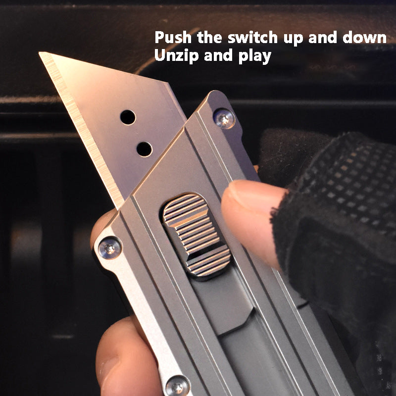 Multifunctional Heavy-Duty Titanium Alloy Utility Knife With 10 SK5 Alloy Blades, Suitable For Manual, EDC And Outdoor Use