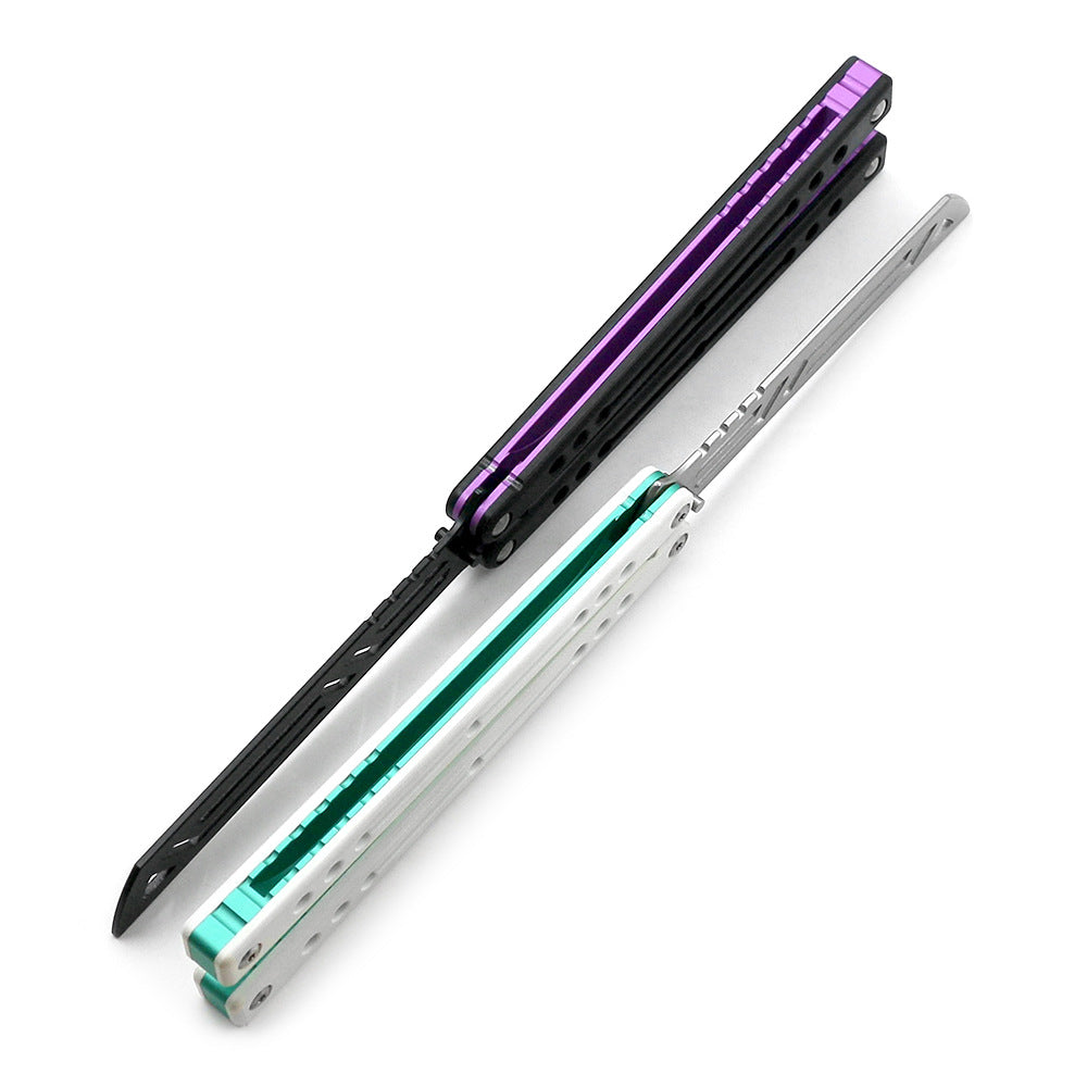 Squid Nautilus V2 Aluminum Handle Butterfly Practice Knife White Green For CSGO Training