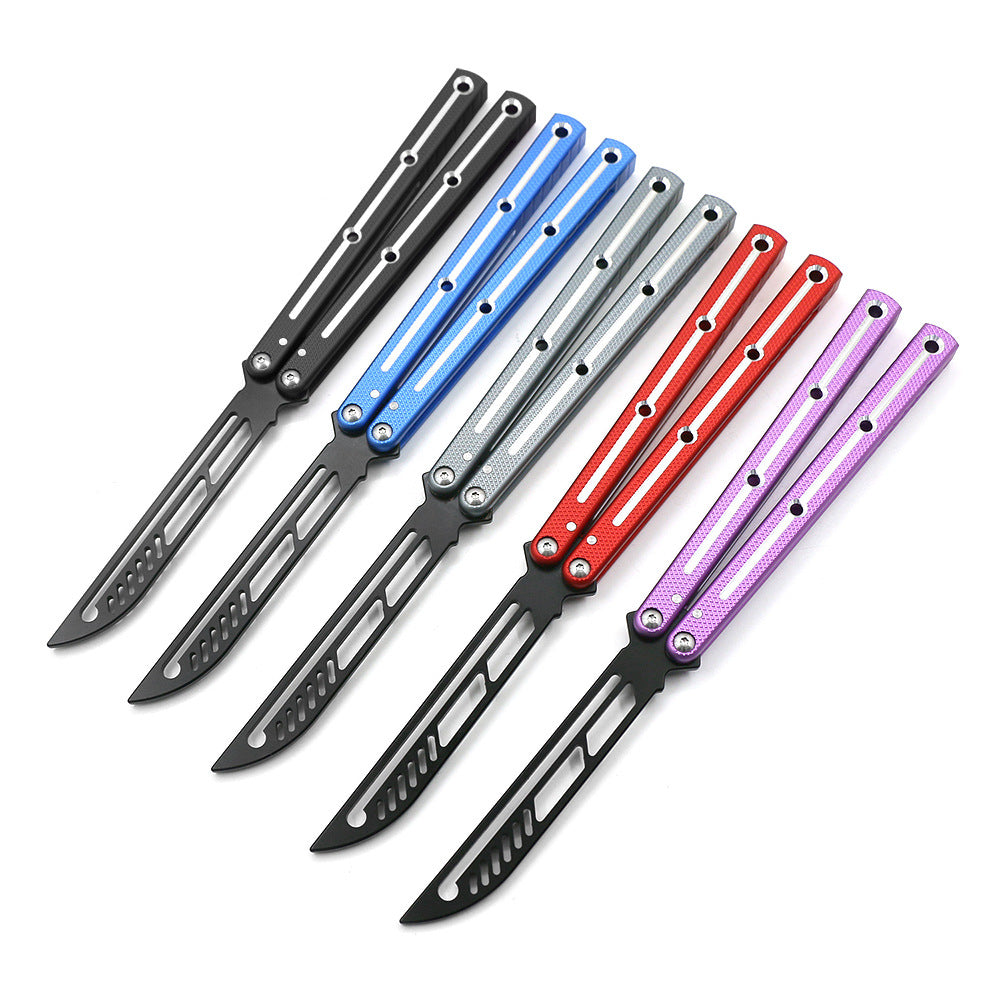 Integrated Aviation Aluminum 440 Blade Fancy Butterfly Practice Knife Black SF255