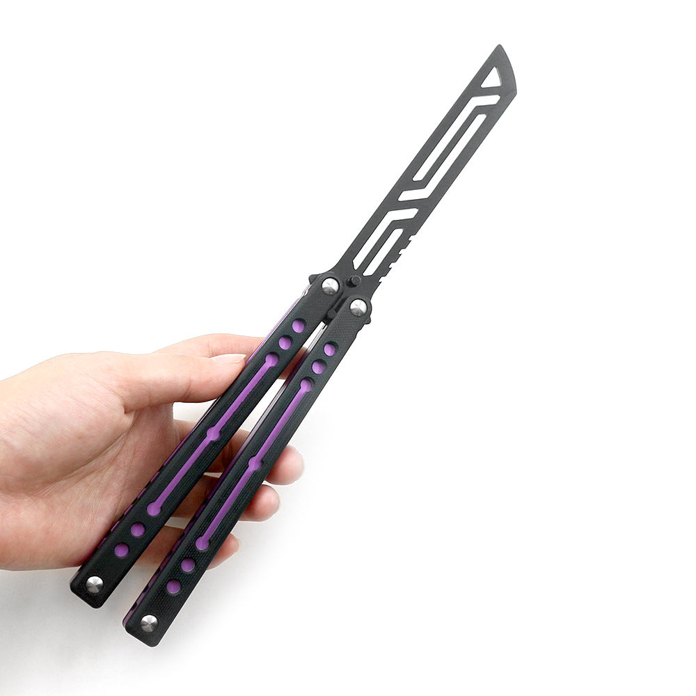 Squid Nautilus V2 Aluminum Handle Butterfly Practice Knife Black Purple For CSGO Training